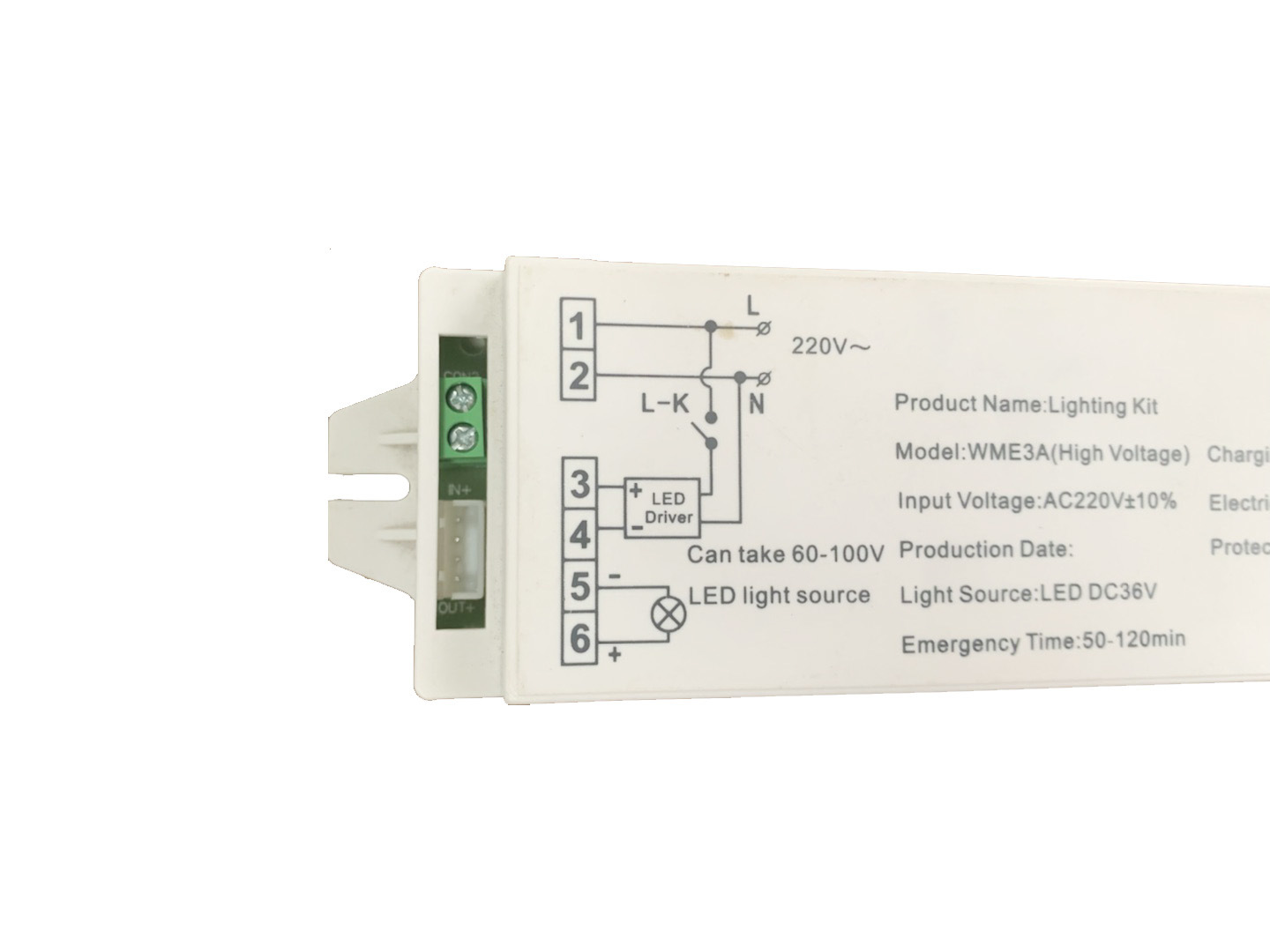 LED-Notlicht-Treiber-Set mit wiederaufladbarem Akku für alle LED-Lampen